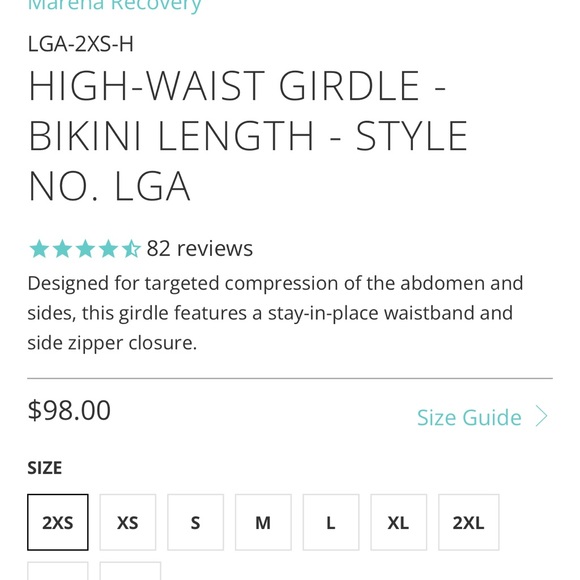 Marena recovery garment. Size 2xl. Refer to photos for size chart - Picture 2 of 3